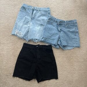 Women’s High-Rise Denim Shorts - Light Wash & Black